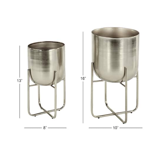 Metal Contemporary Stand Planter Set